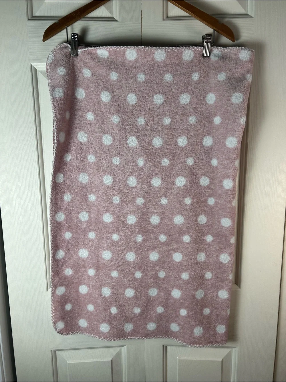 Amari Baby & Nursery Pink White Baby Blanket Polka Dots Stitched Edge Lovey